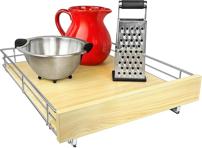 LYNK PROFESSIONAL® SELECT™ Slide Out Cabinet Organizer Pull Out Drawer, 17" x 21" Pull Out Cabinet Organizer – Pull Out Shelves for Kitchen Cabinets – Roll Out - Lifetime Ltd. Warranty, Wood Chrome by LYNKPROFESSIONAL