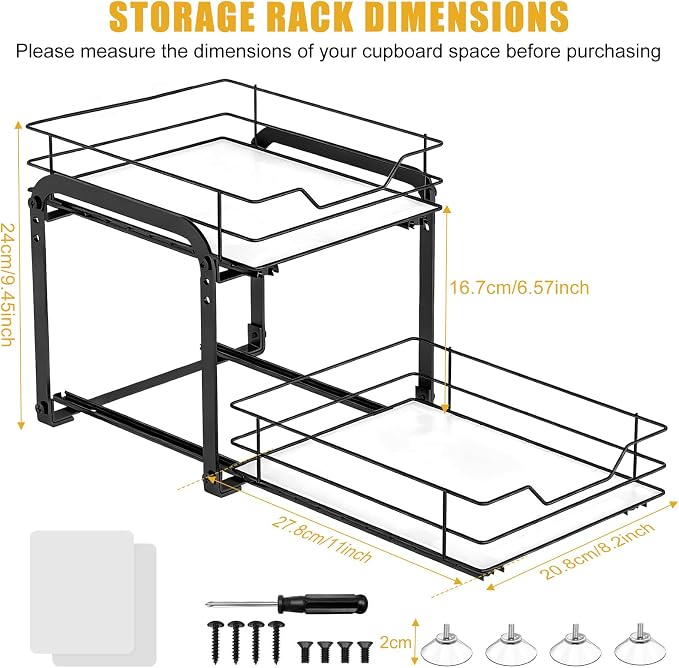 Extendable Spice Rack, 2 Levels, Spice Racks, Cabinet Organiser, Kitchen, Kitchen Cabinet Organiser, Extendable, Spice Rack, Height Adjustable, Standing Worktop Spice Rack for Kitchen Cabinets - Image 2