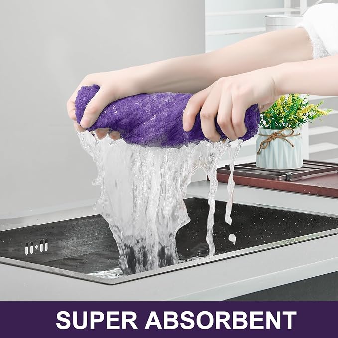 Homaxy Large Premium Cotton Kitchen Towels 16"x 28", 12 Pack, Purple | Natural Ring Spun 390 GSM Dish Towels, Super Absorbent Terry Kitchen Hand Towels, Soft Tea Towels with Hanging Loop - Image 3