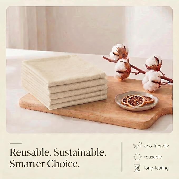 Urban Villa Kitchen Towels Cotton Dish Towels 20”x30” (Set of 6) Ivory - Image 8