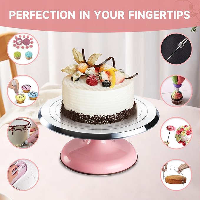Cake Decorating Kit, 138pcs Cake Decorating Supply with Aluminium Cake Turntable, 64 Numbered Icing Piping Tips, 2 Spatulas, 3 Icing Comb Scraper and Leveller, 32 Piping Bags,cake decorating tool - Image 6