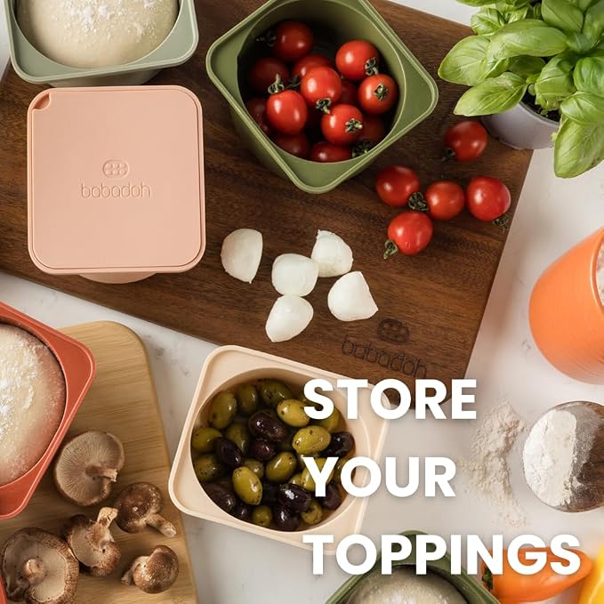Babadoh Pizza Dough Proofing Silicone Containers with Lids | Pizza Making Accessories | Set of 6 | Multi Spice (2 Sesame, 2 Scallop, 2 Nduja) | Original Size (make 12" Pizzas) - Image 6