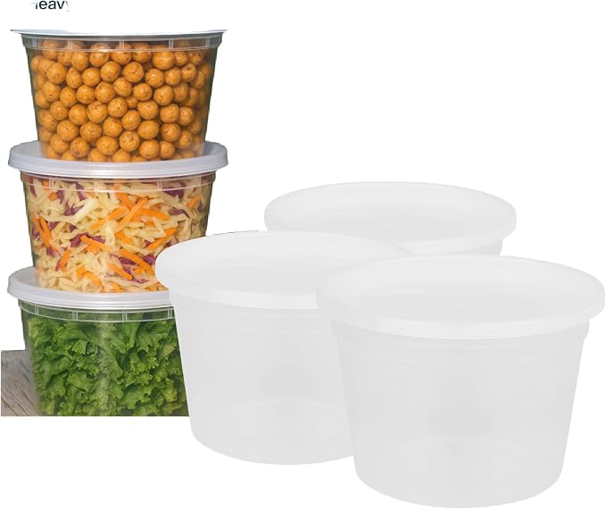 Reusable Plastic BPA-Free Food Storage Deli Container Leak‑Proof | 16oz, 50 set, Heavy Duty, Microwave, Freezer & Dishwasher Safe, Stackable - Image 2