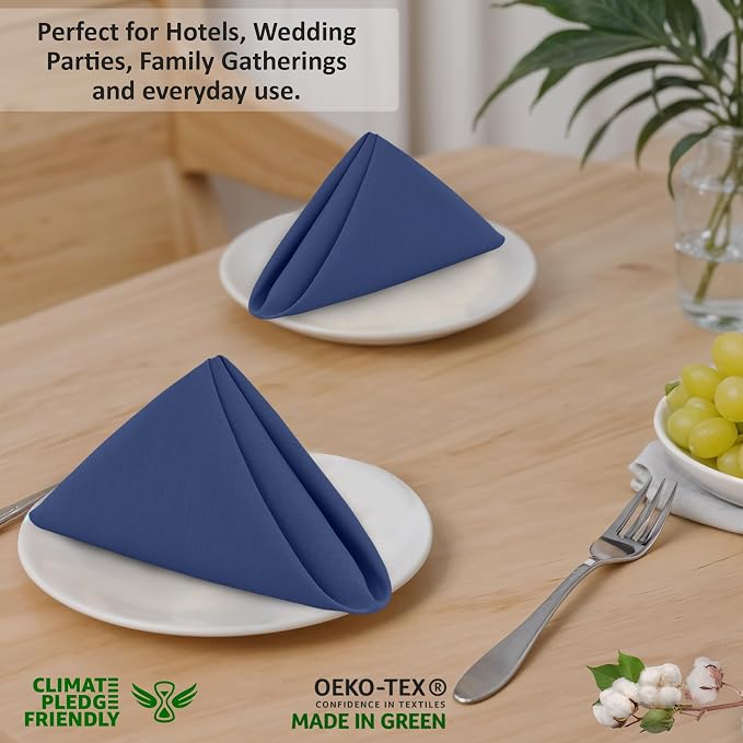 Ruvanti Cloth Napkins Set of 12, 18x18 Inches, 100% Cotton, Washable, Soft & Absorbent, Perfect for Wedding, Christmas, ‎Thanksgiving Dinners - Bijou Blue - Image 7
