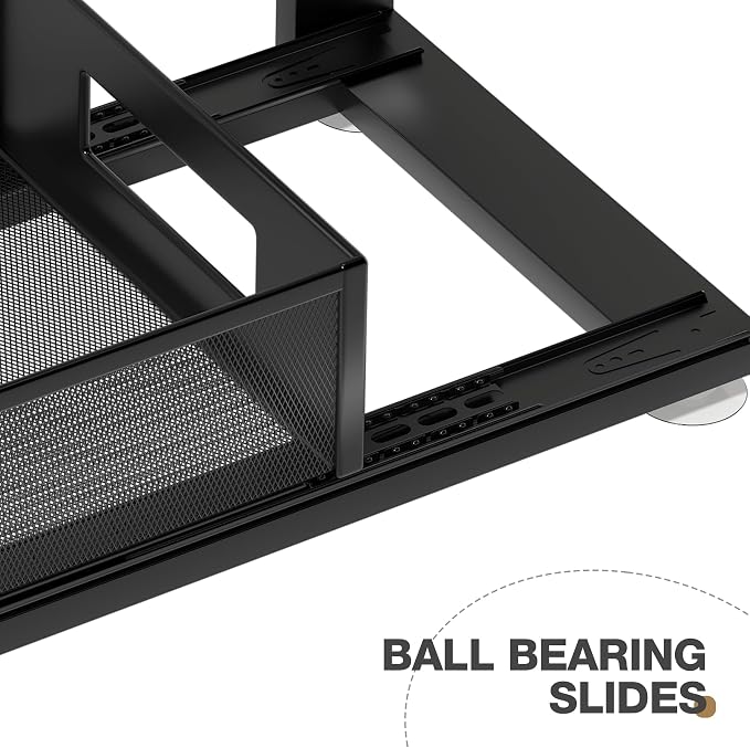 2 Pack 21.3IN-Depth Under Sink Organizer with Next-Gen Ball-Bearing Slides,2-Tier Pull Out Cabinet Storage,Height Adjustable Drawer Shelf for Bathroom,Kitchen,Laundry,Cabinet,Pantry-Black - Image 3