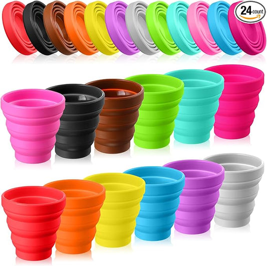 Umigy Silicone Collapsible Cup Without Lids Travel Portable Foldable Cup Colorful Reusable Collapsible Shot Cup Expandable Drinking Cup for Kids Traveling Outdoor Hiking, 12 Colors by Umigy