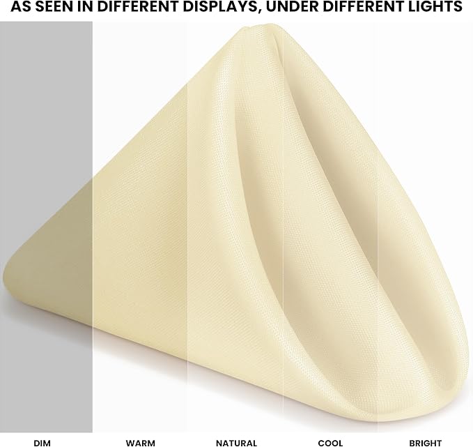 Utopia Home [24 Pack, Ivory] Cloth Napkins 17x17 Inches, 100% Polyester | Hemmed Edges, Washable and Reusable Ideal for Parties, Weddings and Dinners - Image 3