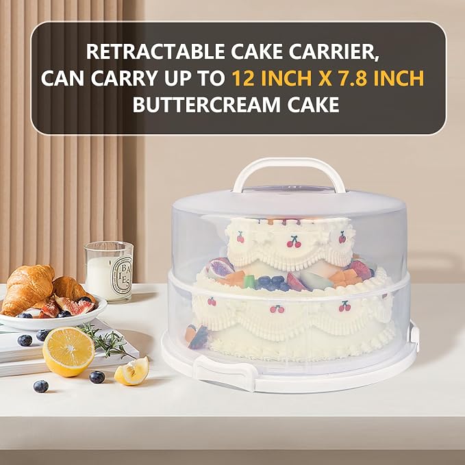 12 Inch Cake carrier Container with Lid and Handles Includes Insulated Bag for Safe Transportation of Buttercream Doesn't Melt Easy for Cakes, Pies and Cupcakes (Grey) - Image 3