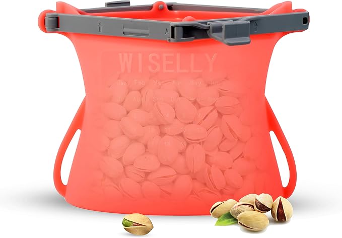 1/2 Gallon Large Reusable Stand-Up No Pop Open Wide Opening Thick Silicone Reduce Single-Use Plastic Dishwasher Safe Freezer Safe Food Bag Silicone Food Storage by WISELLYReusableProducts