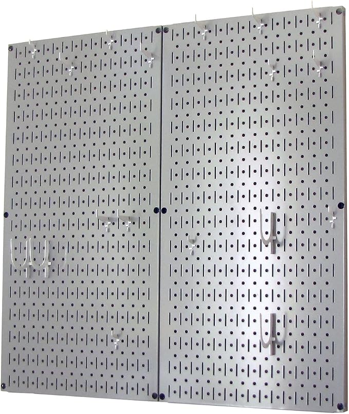 Wall Control Kitchen Pegboard Organizer Pots and Pans Storage Rack Organization Kit with Grey Pegboard and White Accessories - Image 2