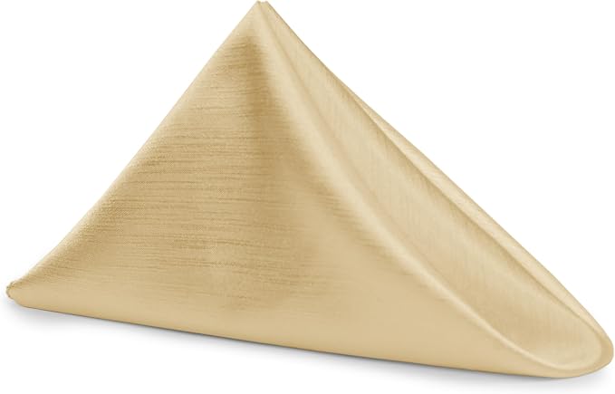 17 x 17-Inch Shantung Satin Cloth Napkins, Tan, Set of 120 | Bulk Case of 10 Dozen, Square, 100% Polyester Fabric, Reversible, Faux Dupioni Silk Reverse Side, Machine Washable, Beige by UltimateTextile