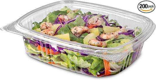 24oz RPET Clear Hinged Lid Deli Container- 200Pcs by CleverPackaging