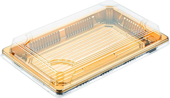 Restaurantware Plastic Sushi Trays 100 Pack of 8.2 x 5.3 x 1.57 Inch With Clear Lids Leak-Resistant Sushi Take Out Boxes Stackable Containers For Grab-And-Go by Restaurantware