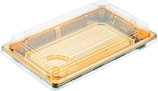 Restaurantware Plastic Sushi Trays 100 Pack of 8.2 x 5.3 x 1.57 Inch With Clear Lids Leak-Resistant Sushi Take Out Boxes Stackable Containers For Grab-And-Go by Restaurantware