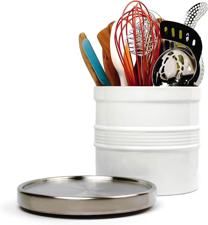 RSVP International Endurance Tool Crock Turntable Lazy Susan, Stainless Steel, 8.25" | Organize Spices & Small Bottles | Spins Easy | Handy in Cabinets or on Counters - Image 11