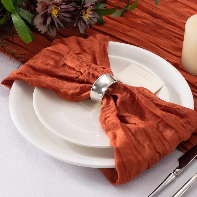 Burnt Orange Cheesecloth Napkins Terracotta Cloth Napkins Bulk,Set of 50 | 21''x21'',Washable Boho Table Gauze Fabric Napkins,for Wedding Baby Bridal Shower Dinner Party Decor - Image 3