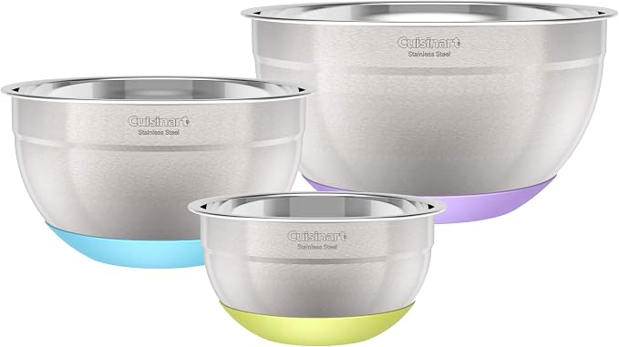 Cuisinart 3-Piece Stainless Steel Mixing Bowls with Nonslip Base, 1.5qt, 3qt & 5qt - Image 3