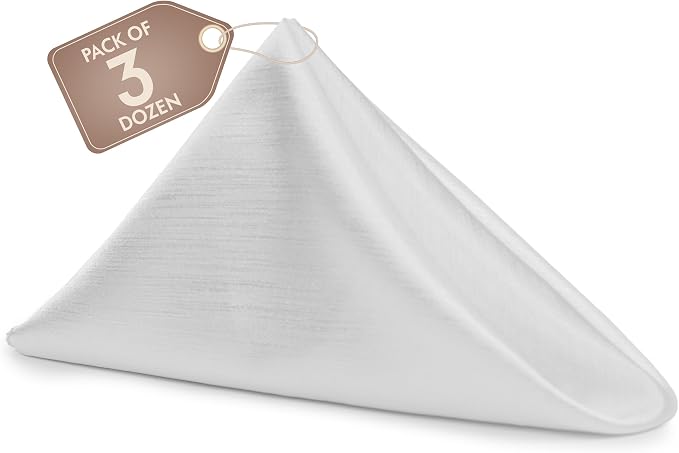 17 x 17-Inch Shantung Satin Cloth Napkins, White Set of 36 by UltimateTextile