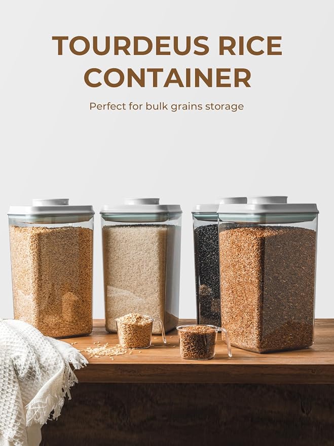 Airtight Food Storage Containers, 4 Pack, 4.22 Qt, Pop-Top Lids | Four Matching Large Jars Keep Bulk Pantry Staples Visible, Organized and Easy to Access Without Small, Unused Container Sizes - Image 5