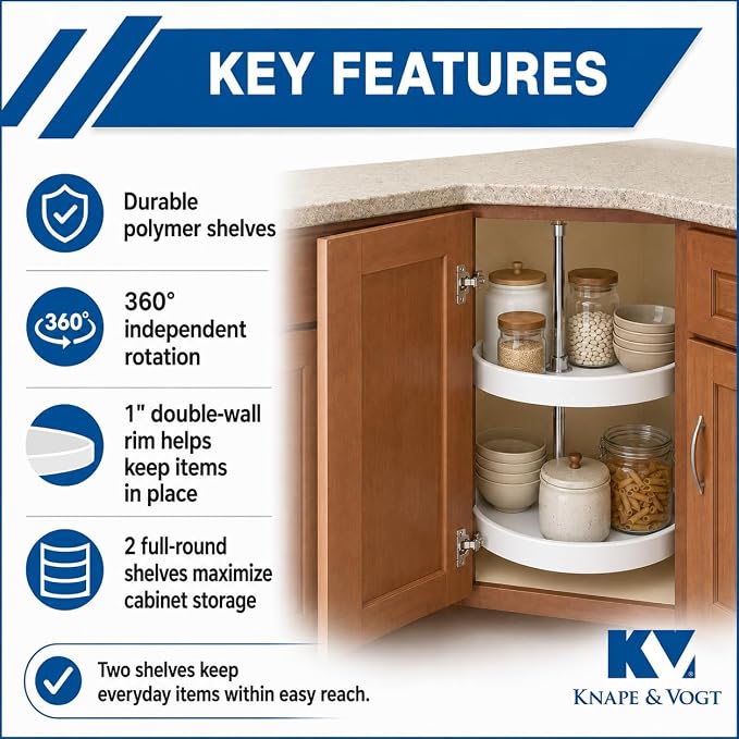 Knape & Vogt 24-In 2-Tier Full-Round Lazy Susan, White - Image 3