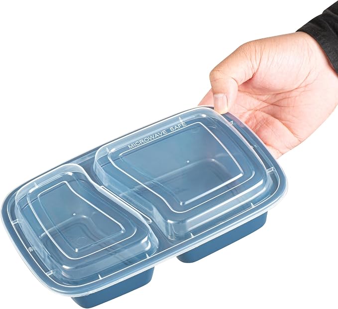 Restaurantware-Asporto 26 Ounce Compartment Take Out Boxes, 100 Microwavable Meal Prep Containers - 2 Compartments, With Clear Plastic Lids, Midnight Blue Plastic Food Containers, Do Not Contain BPA - Image 9