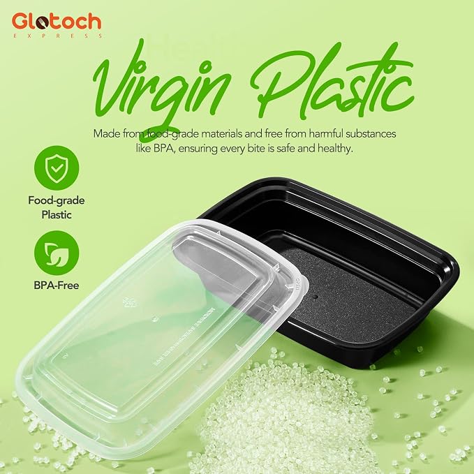 Glotoch Meal Prep Containers with Lids, 28 oz, 50 Pack (100-Piece) | Reusable BPA-Free Takeout Containers, Leakproof and Durable, Microwave, Freezer and Dishwasher Safe, for Meals and Salads - Image 5