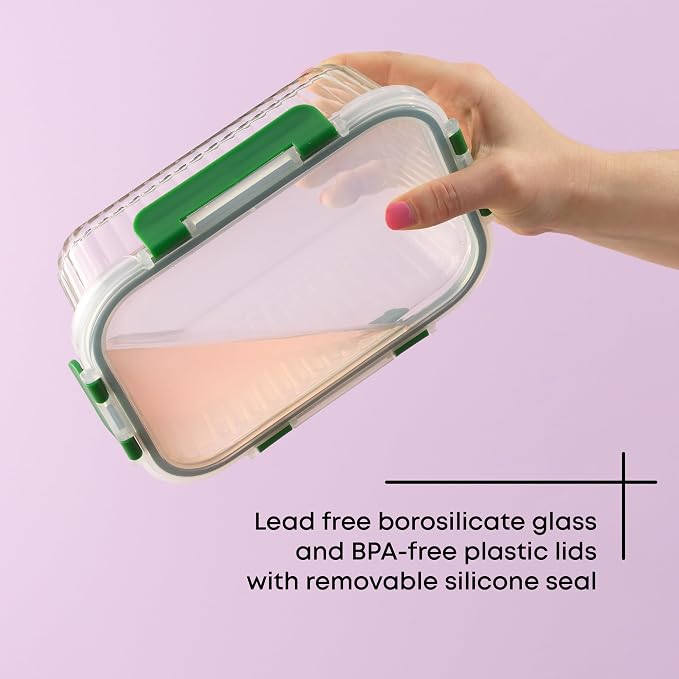 JoyJolt 24pc Borosilicate Glass Storage Containers with Lids | 12 Airtight/Freezer Safe Food Storage Containers for Pantry and Kitchen | Meal Prep Container for Lunch | Glass Tupperware Set - Image 4
