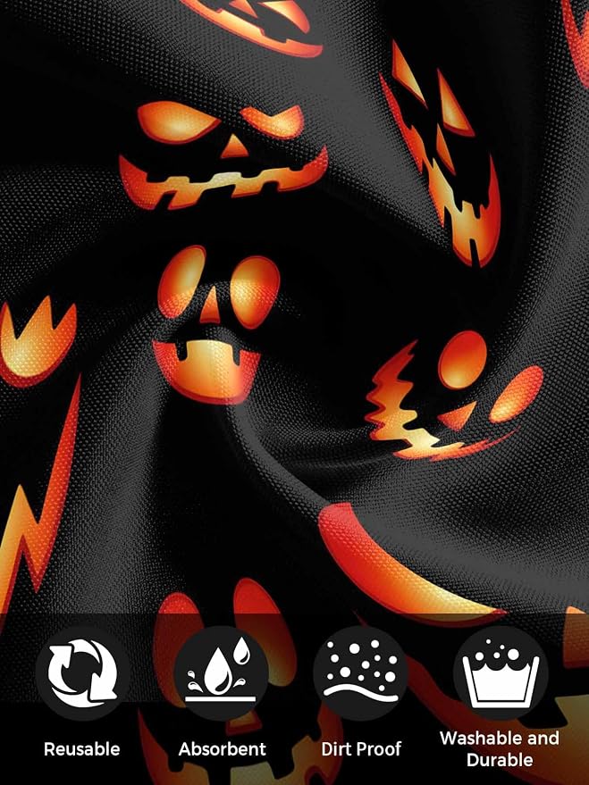 Halloween Cloth Napkins Set of 8 - Washable Dinner Napkins Reusable Table Napkins for Home Party Weeding Dining Table Setting Decoration,Black Orange Horro Skull Pumpkins Fall Holiday Oversized - Image 8