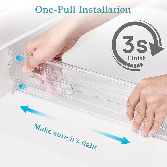 Vtopmart 12 Pack 4" Regular Upgrade Drawer Dividers for Clothes, 12.8"-22.3" Expandable Dresser Drawer Organizer, Clear Plastic Separators for Dresser, Baby Clothing, Underwear, Cosmetic, Toiletries - Image 6