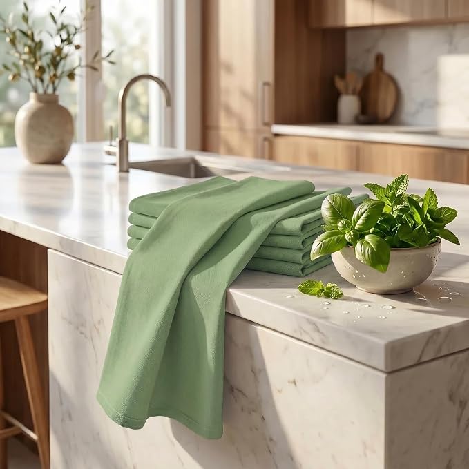 Urban Villa Kitchen Towels Cotton Dish Towels 20”x30” (Set of 6) Green - Image 6
