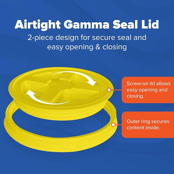 5 Gallon Bucket - Food Grade w/Lid BPA-Free, Black/Yellow, 3 | Airtight Gamma Seal Screw-On Lid, Heavy-Duty 90 Mil HDPE Plastic, Food Safe and Durable Container, Bulk Storage, Made in USA - Image 5