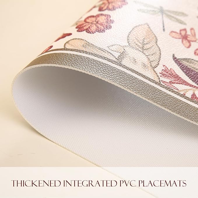 Vinyl Waterproof Placemats Set of 6 Rectangular,12"*17"-Grace A | Wipeable Beautiful Print Place Mats,Stain Resistant,Heat Resistant,Everyday Meals,Kitchen,Dinning,Holiday,Decor - Image 8