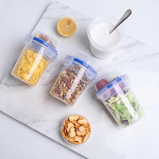 480ml Airtight Cereal Storage Container with Separate Topping Cup Leak-Resistant Clip-Lock Lid Stackable Snack & Yogurt Cup for On-the-Go Breakfast Travel School Office & Daily Use, Set of 2 - Image 6