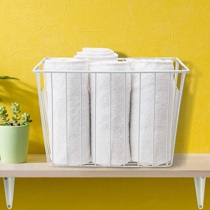 Freezer Storage Organizer Basket, Refrigerator Wire Household Bins with Built-in Handles for Kitchen, Pantry, Cabinet, Closets - Pearl White(4Pack, 11in x 10in x 5.5in) - Image 7