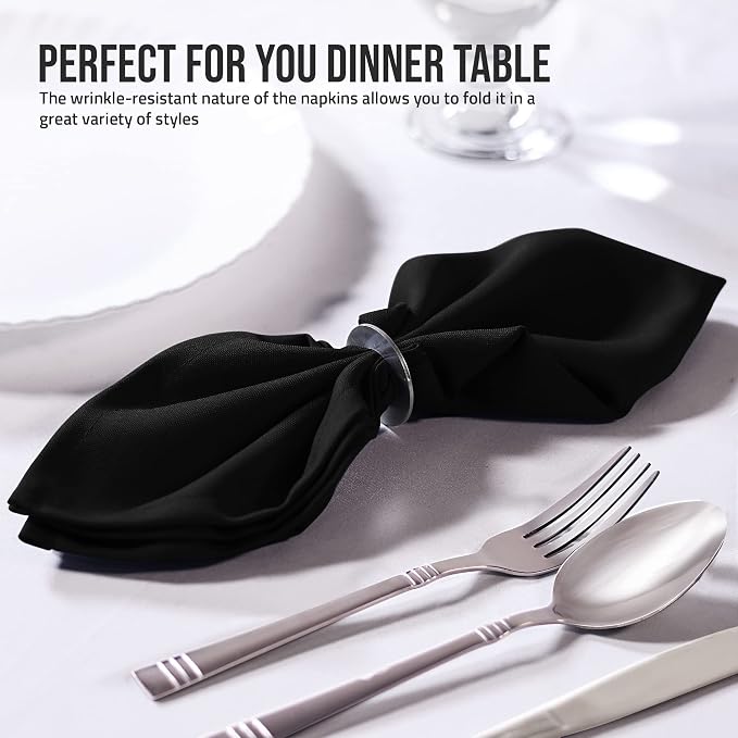Bulk 144-Pack Hotel Cloth Napkins, 20" x 20", Wrinkle Resistant, Black | High Volume Collection for Restaurants, Catering & Event Venues, Washable & Reusable - Image 3