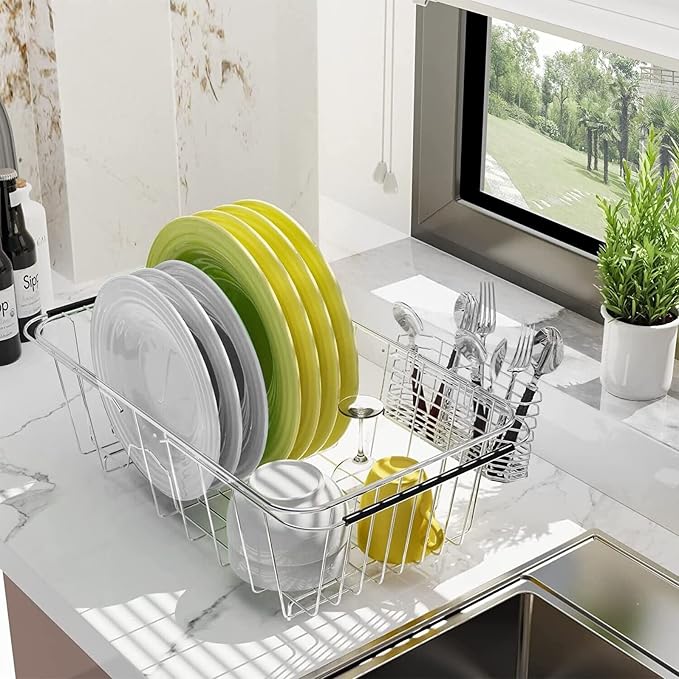 304 Stainless Steel Drying Rack, Expandable, Adjustable Inside The Sink (up to 9 Upright Utensils) | Adjustable Sink Dish Drying Rack, Expandable Stainless Steel Organizer, Fits Most Sinks, Holds Up to 9 Upright Utensils - Image 6