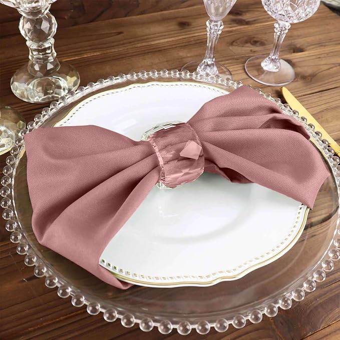 Efavormart Premium Cloth Napkins Set of 10, 17x17 Inch Dusty Rose Violet Seamless Dinner Napkins, Washable Linen Table Napkin Cloth with Hemmed Edges for Weddings, Party and Banquet - Image 6