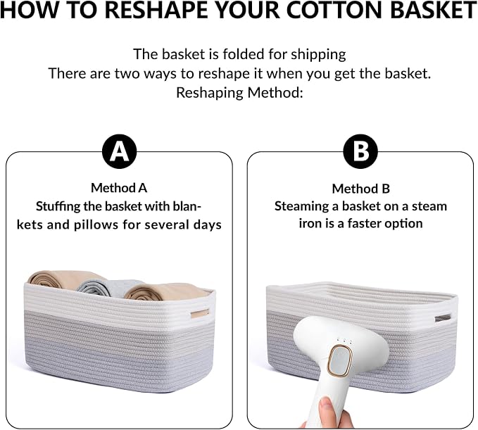 MiniArk Large Storage Baskets for Organizing, 17 x 13 x 7.5” Closet Shelf Baskets for Clothes Blanket Towels, Baby Nursery, Toy Bins Box, Woven Rope Baskets, 4 Packs Gradient Grey - Image 7