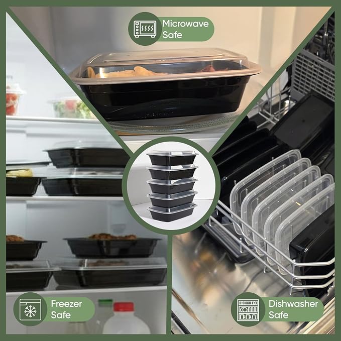 16 oz 150 Pack Meal Prep Containers BPA Free Leakproof Stackable Food Storage Containers with Lids, Microwave & Dishwasher Freezer Safe Reusable To Go Containers Bento Box Style Take Out Clear Plastic - Image 4