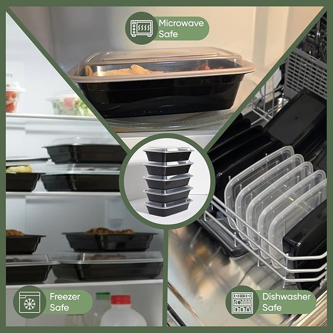 24 oz 150 Pack Meal Prep Containers BPA Free Leakproof Stackable Food Storage Containers with Lids, Microwave & Dishwasher Freezer Safe Reusable To Go Containers Bento Box Style Take Out Clear Plastic - Image 2