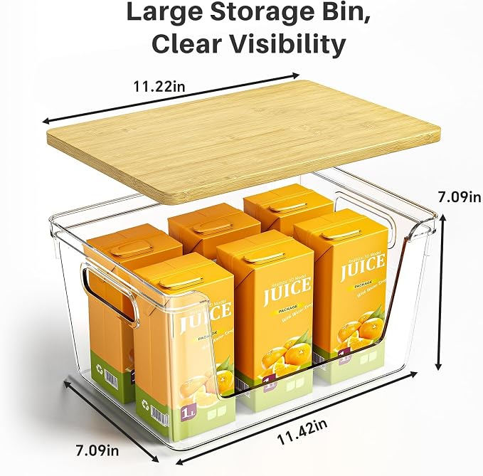 4 Set Pantry Organizer and Stackable Storage Kitchen,Sturdy and Durable Storage Basket for Potato, Onion, Garlic, Fruit, Vegetable, Produce, Clear Plastic Storage with Lid&Handle - Image 3