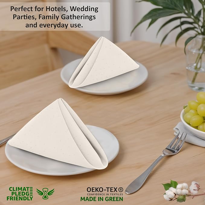 Ruvanti Cloth Napkins Set of 12, 18x18 Inches, Napkin Cloth Washable, Soft & ‎Absorbent 100% Cotton Napkins, Perfect for Wedding, Christmas, ‎Thanksgiving, and Dinner - Natural Color - Image 8