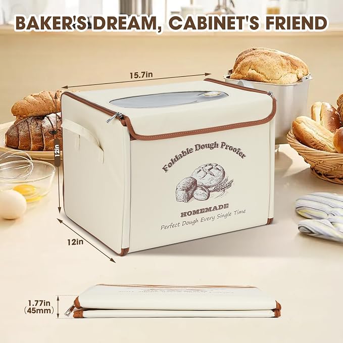 Foldable Bread Proofing Box for Sourdough,50°F-130°F Temp Controlled Dough Proofer with 1-12H Digital Timer,Electric Proofing Container Sourdough Bread Baking Supplies for Home Baking,Yogurt Making - Image 3