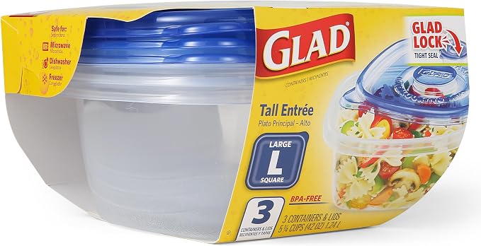 Glad GladWare Tall Entree Containers, Large Square, 42 Oz, 3 Count, 2-Pack | Stacks neatly in the fridge or freezer, ideal for casseroles and bulk meal prep, freezer safe - Image 11