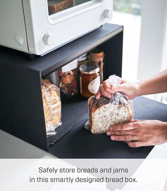 YAMAZAKI Home Tower Bread Box Keeper Holder Container, Metal Bread Holder Saver, Slim Space Saving Counter Storage - Horizontal - Steel | Sleek metal bread holder and saver container. Slim, space-saving design fits countertops. Adds practical everyday ... - Image 3