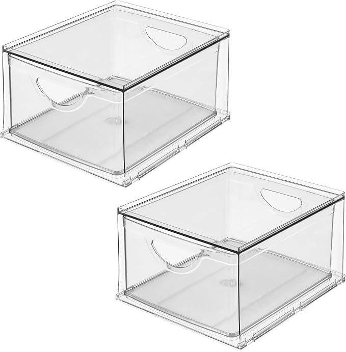 iDesign Stackable Storage Drawer, Set of 2, Clear | For Fridge, Pantry, or Under Sinks, Made in USA - Image 9