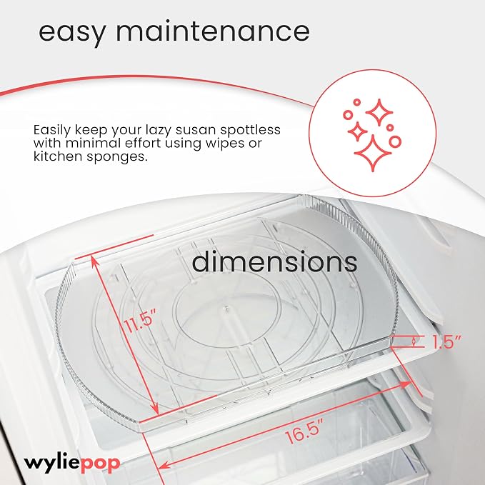 Lazy Susan for Refrigerator - 360° Turntable Refrigerator Organizer and Storage Tray for Fridge, Cabinet & Pantry - Rectangle Lazy Susan (16.5"x11.5"x1.5") - Image 5
