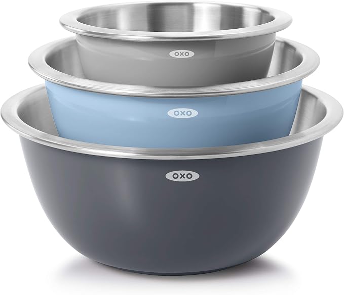 OXO Good Grips 3-Piece Stainless Steel Mixing Bowl Set + OXO Good Grips Bag Clips - Image 2