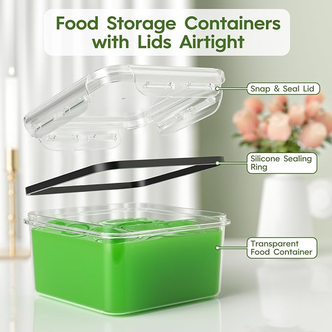 KEMETHY 54-Piece Food Storage Containers with Lids(27 Containers & 27 Lids), Plastic Food Containers for Pantry & Kitchen Storage and Organization, BPA-Free, Leak Proof, Reusable with Labels & Pen - Image 5