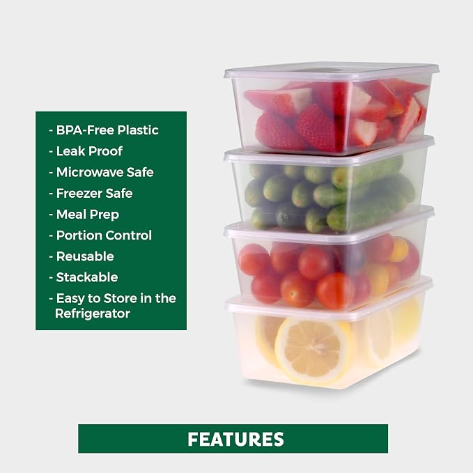 Freshware Food Storage Containers [50 Set] 25 oz Plastic Deli Containers with Lids, Slime, Soup, Meal Prep Containers, BPA Free, Stackable, Leakproof, Microwave, Dishwasher and Freezer Safe - Image 3
